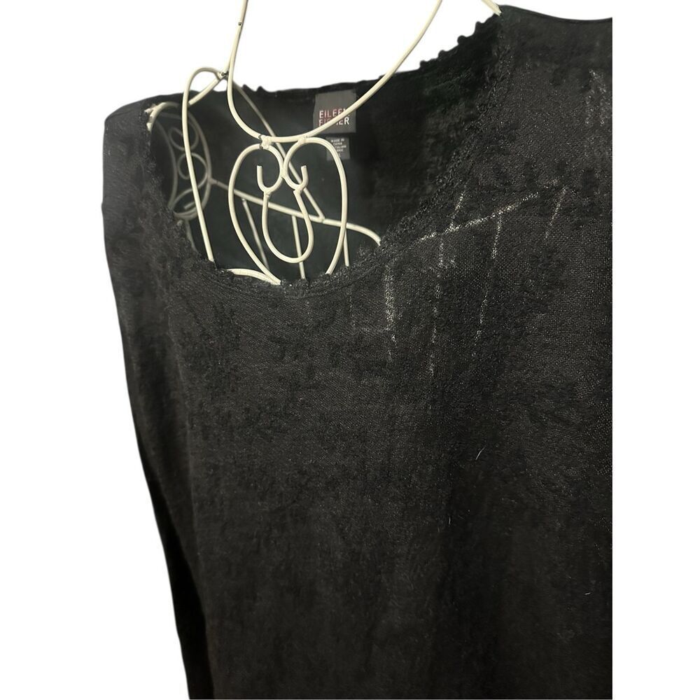 Eileen Fisher Floral Wool Blend Tunic Top Black Tunic Size‎ XL GOOD CONDITION - Picture 3 of 11